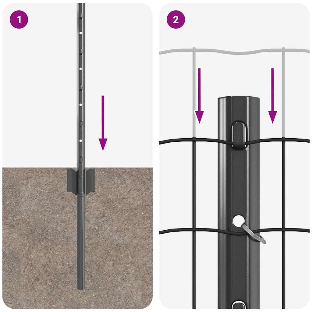 vidaXL Ευρωπαϊκό Φράχτη με 5 Πόστες Γκρι 0,4x10 μ Ατσάλι