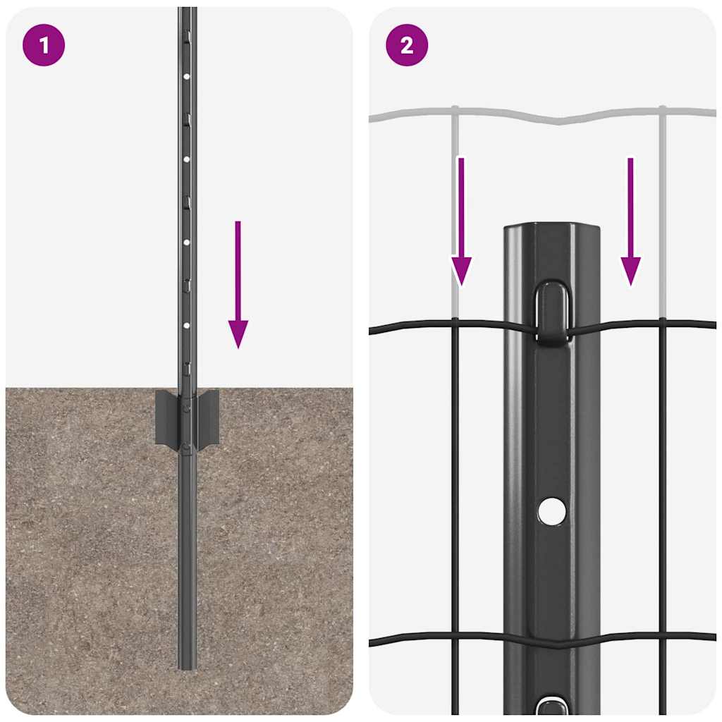 vidaXL Euro Fence με 5 U Posts Γκρι 0.4x10 μ Σίδερο