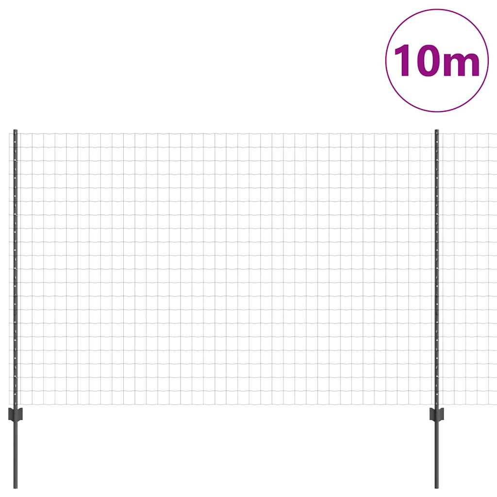 vidaXL Ευρωπαϊκός Φράκτης με 10 Στυλό Γκρι 1,5x10 μ Ατσάλι