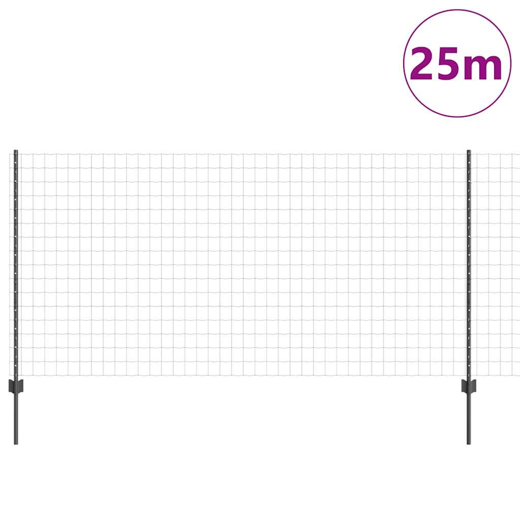 vidaXL Φράκτης με Στυλό Γκρι 1.2 x 25 m Ατσάλι