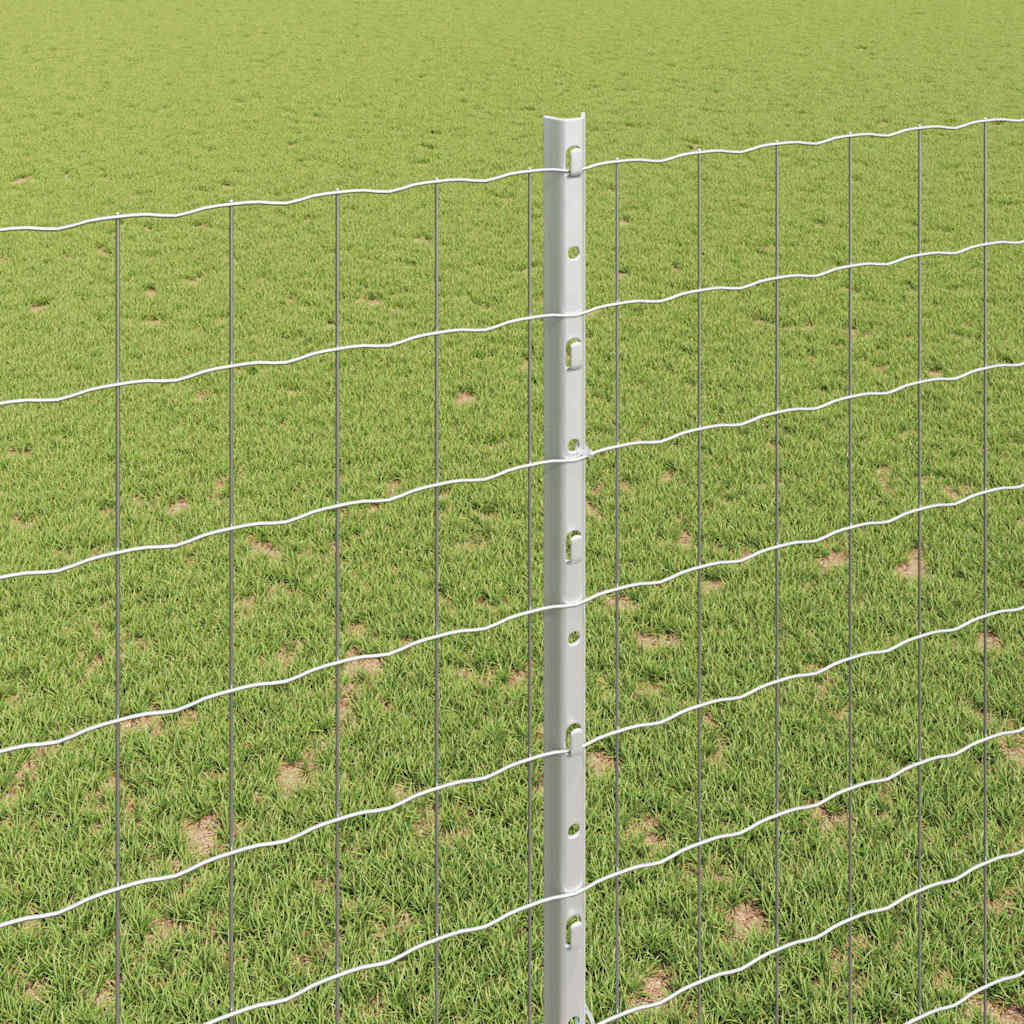 vidaXL Ευρωπαϊκό Φράχτη με 10 Γαλβανισμένα Πόστα Ασημί 1,5x10 μ Ατσάλι