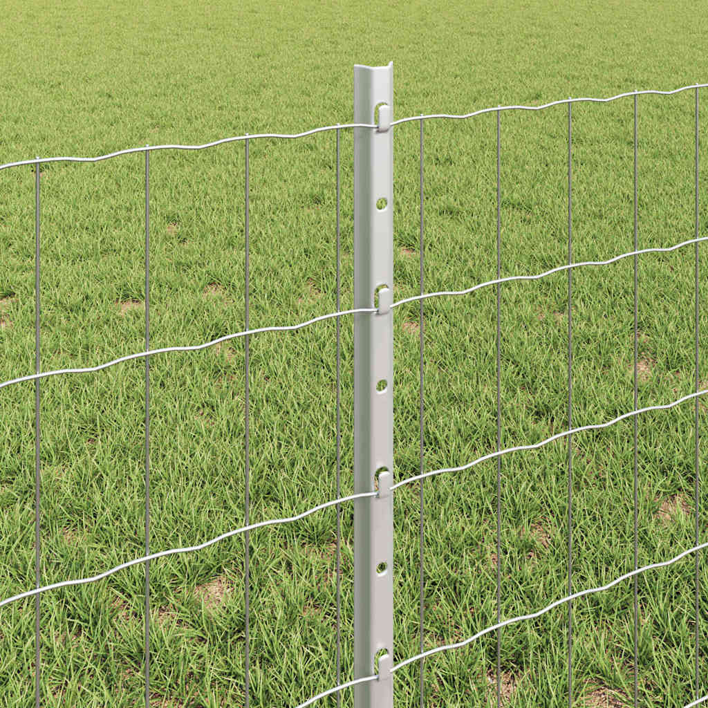 vidaXL Euro Fence με 5 Υποστηρίγματα Ασήμι 0,6x10 μ Ατσάλι
