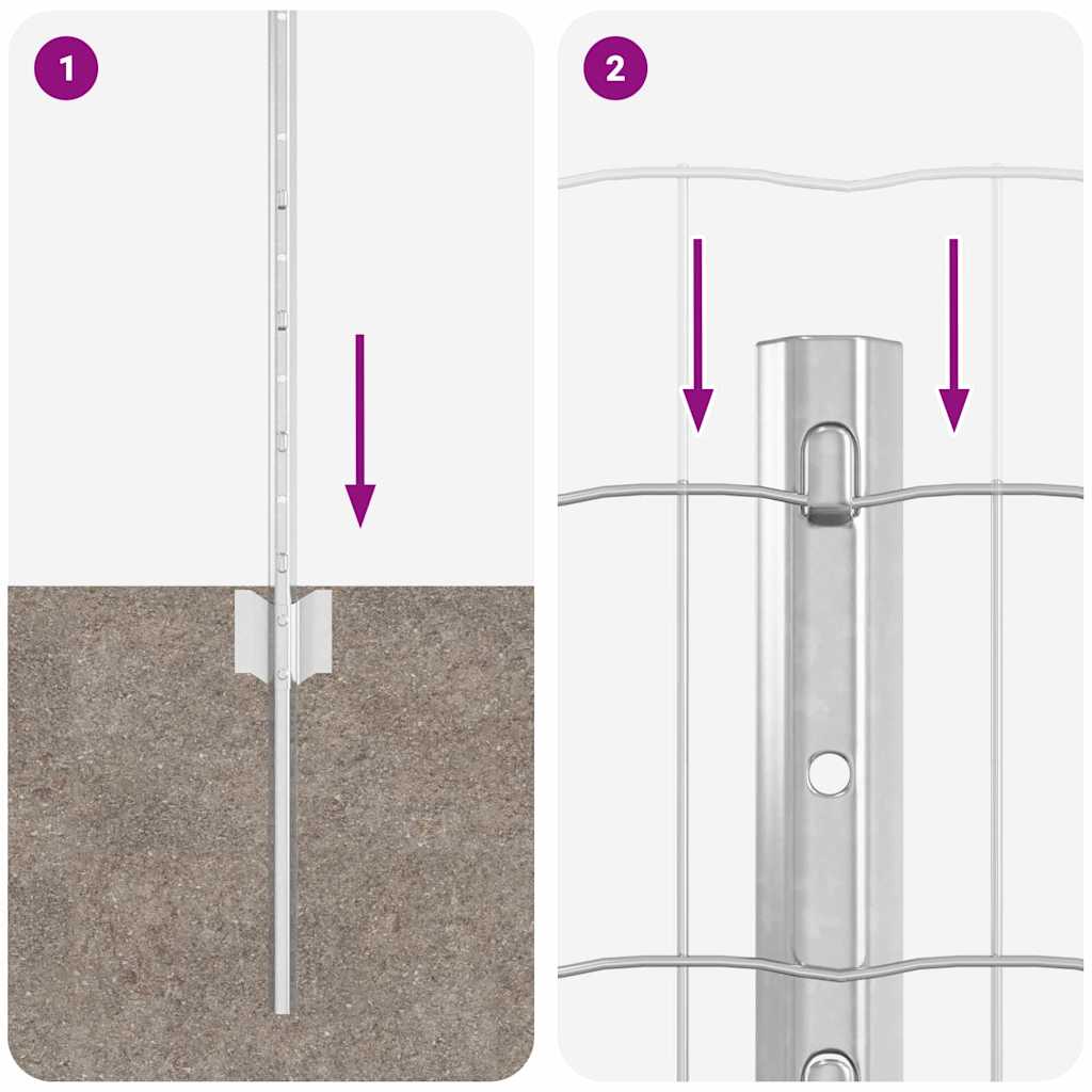 vidaXL Euro Fence με 5 Υποστηρίγματα Ασήμι 0,6x10 μ Ατσάλι