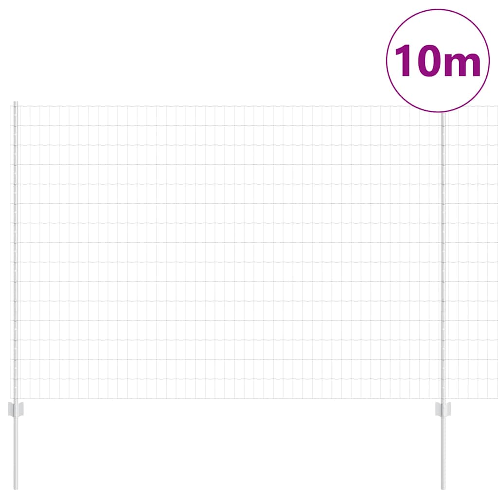 vidaXL Ευρωπαϊκό Φράκτη με 10 Στήλες Ασημί 1,5x10 μ Ατσάλι