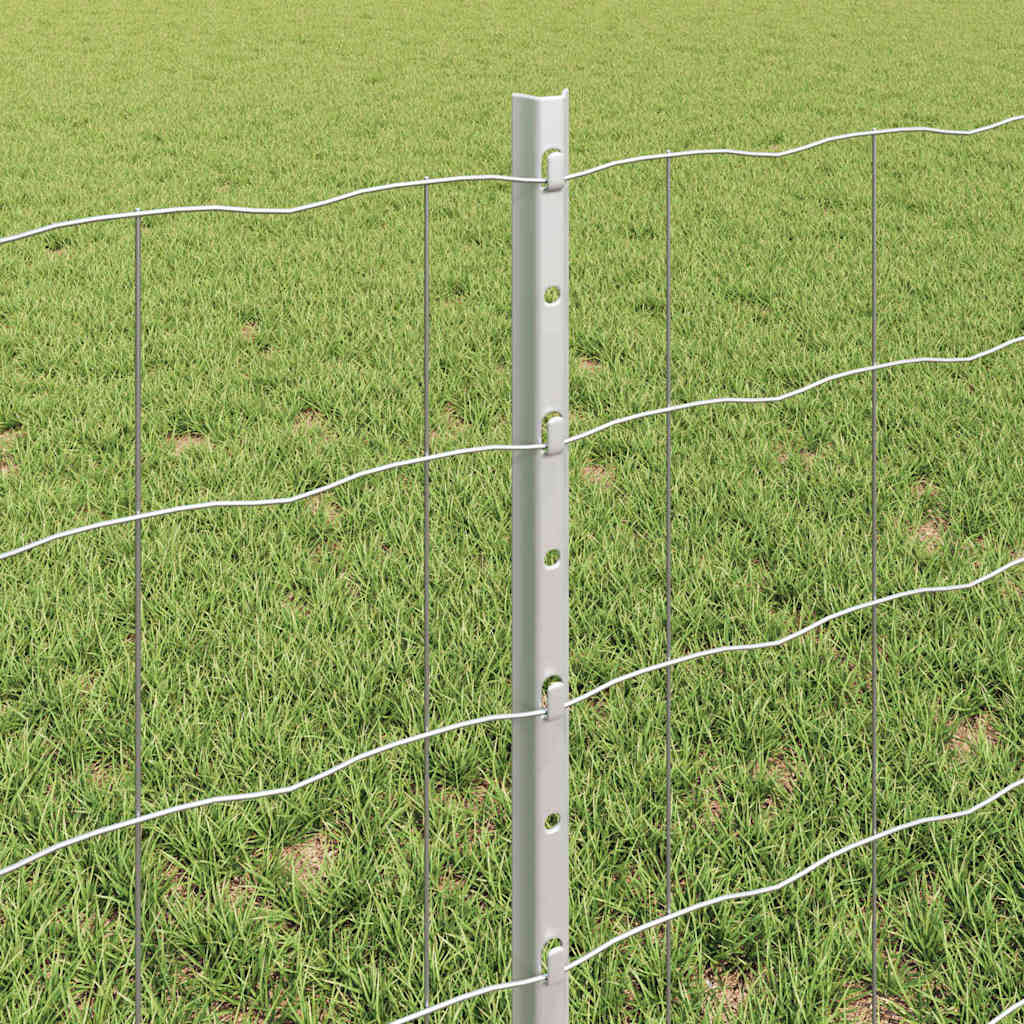 vidaXL Ευρωπαϊκός φράκτης με 5 μεταλλικούς πασσάλους Ασημί 0,6x10 μ Ατσάλι