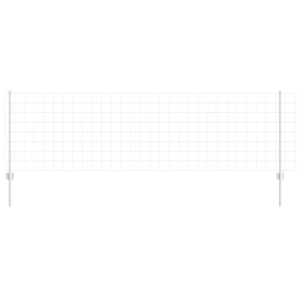 vidaXL Ευρωπαϊκό Φράκτη με 5 Υποστηρίγματα Ασημί 0,8x10 μ Ατσάλι