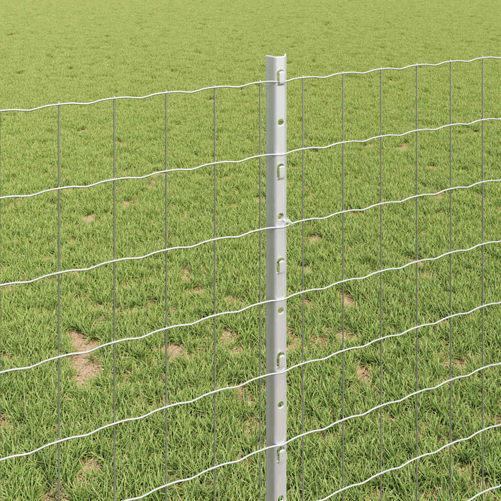 vidaXL Ευρωπαϊκός Φράκτης με 22 Στυλίσκους Ασημί 1x25 μ Ατσάλι