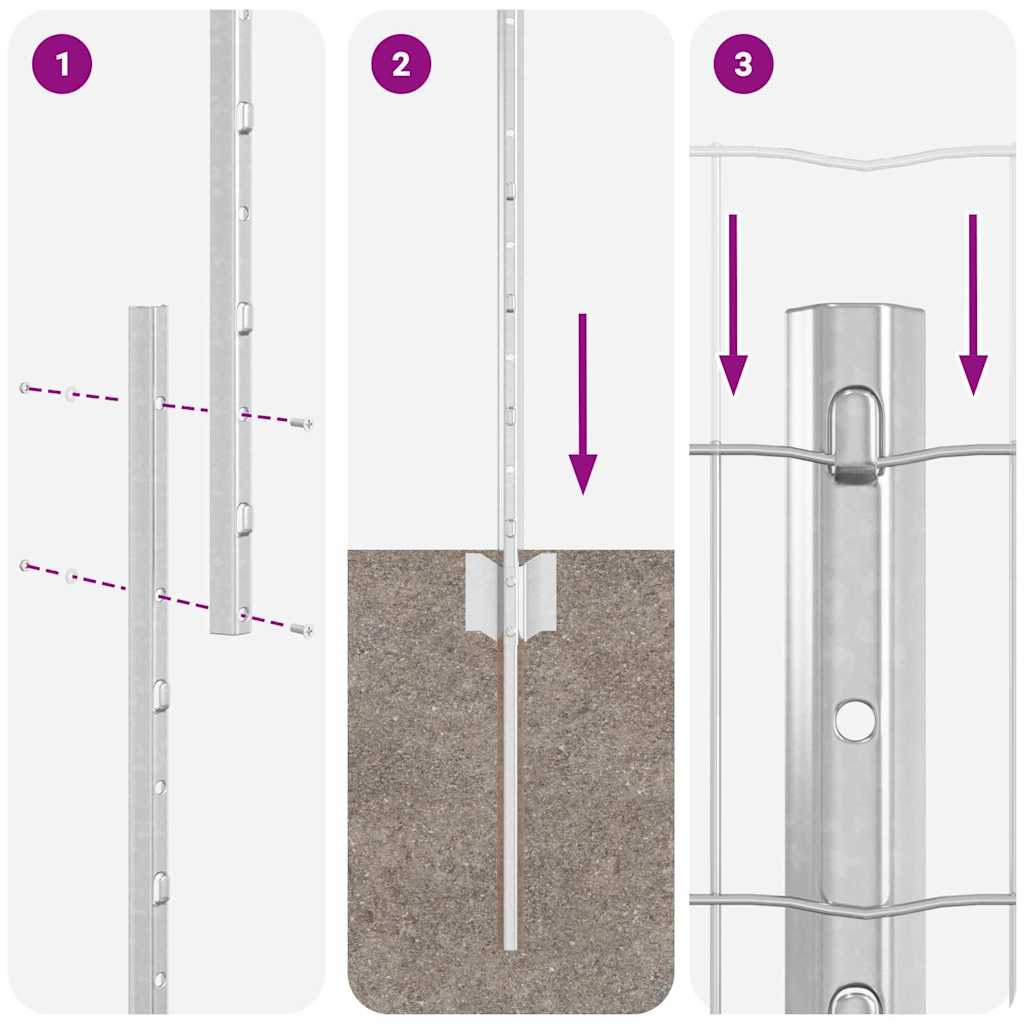vidaXL Ευρωπαϊκό Φράκτη με 22 Στήλες Αλουμινίου 1,2x25 μ Χάλυβας