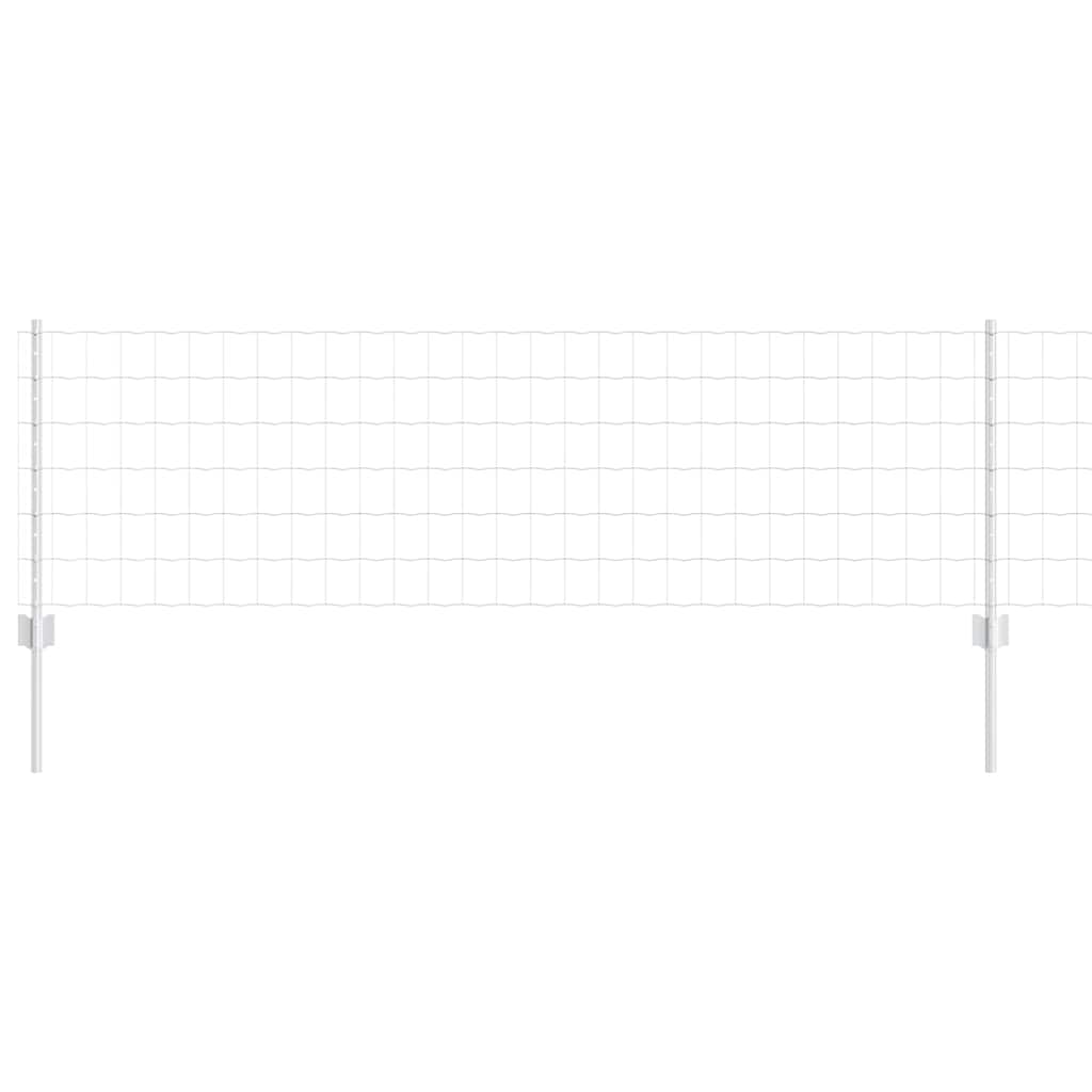 vidaXL Ευρωπαϊκό Φράχτη με 11 Στυλοβάτες Ασημί 0.6x50 μ Ατσάλι