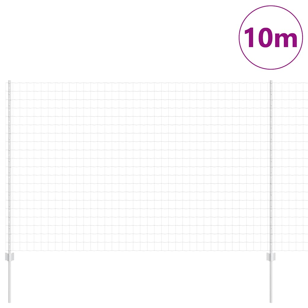 vidaXL Ευρωπαϊκό Φράχτη με 10 Στηρίγματα Ασημί 1,5x10 μ Ατσάλι