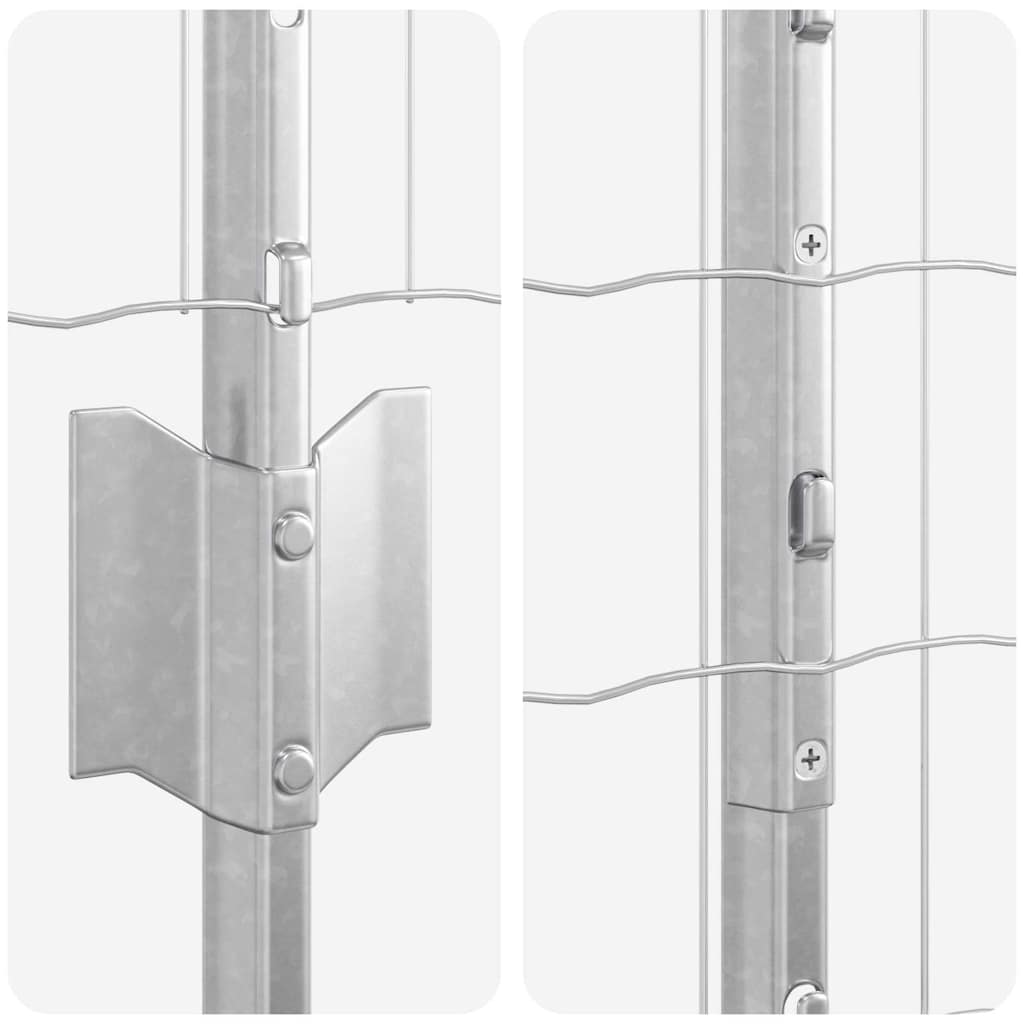 vidaXL Ευρωπαϊκός Φράκτης με 10 Στυλό Ασημί 1,6x10 μ Μεταλλικό