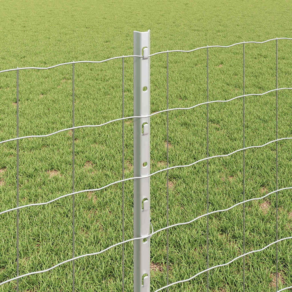 vidaXL Ευρωπαϊκός φράκτης με 11 Στελέχη Ασημί 0,8x25 μ Μέταλλο