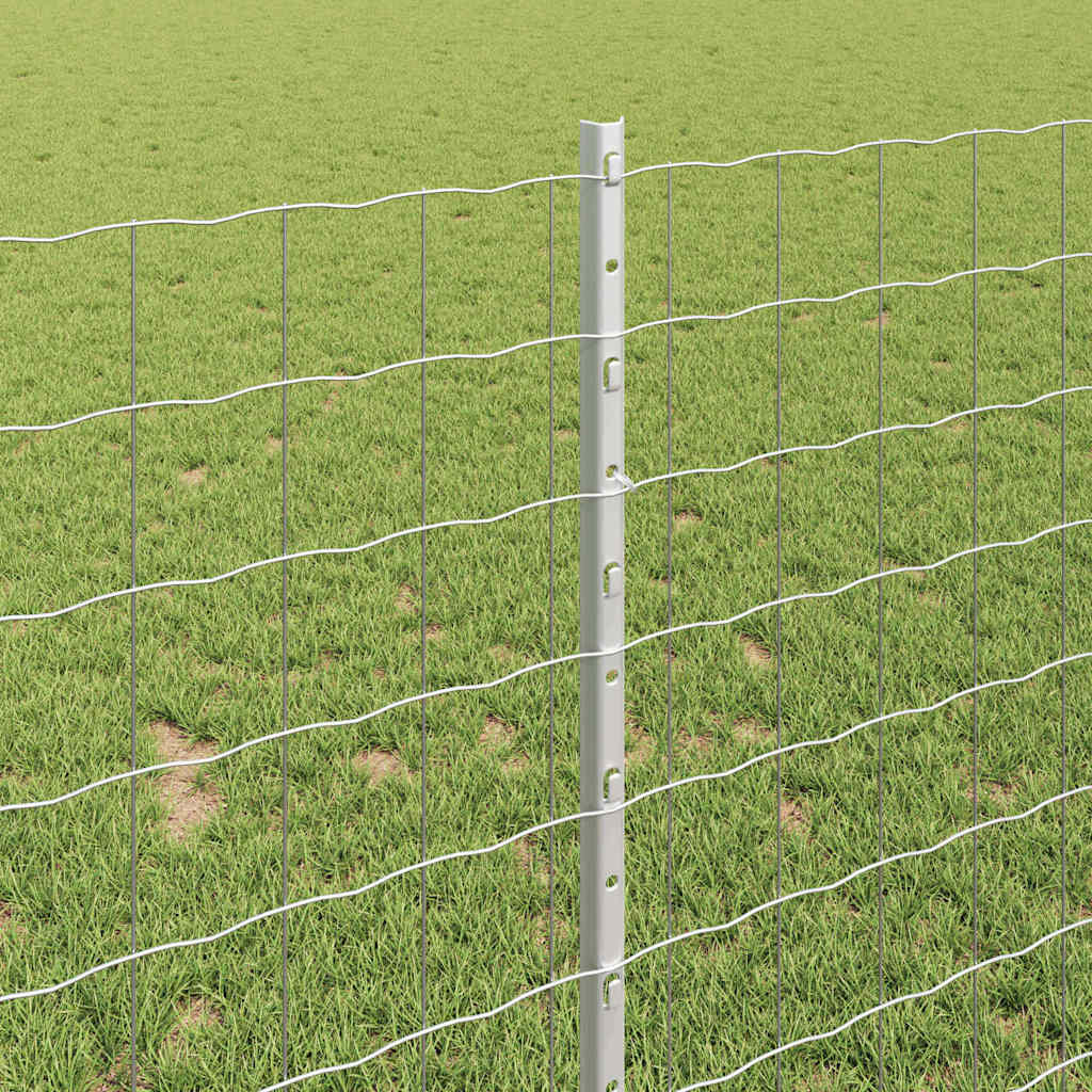 VidaXL Ευρωπαϊκό Φράκτη με 22 Υποστηρίγματα Ασημί 1x25 μ Χάλυβας