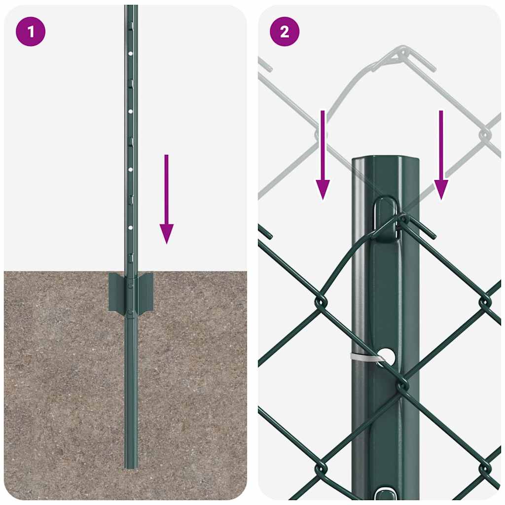 vidaXL Φράκτης αλυσίδας με 10 U Posts Πράσινος 0.4x10 m Χάλυβας