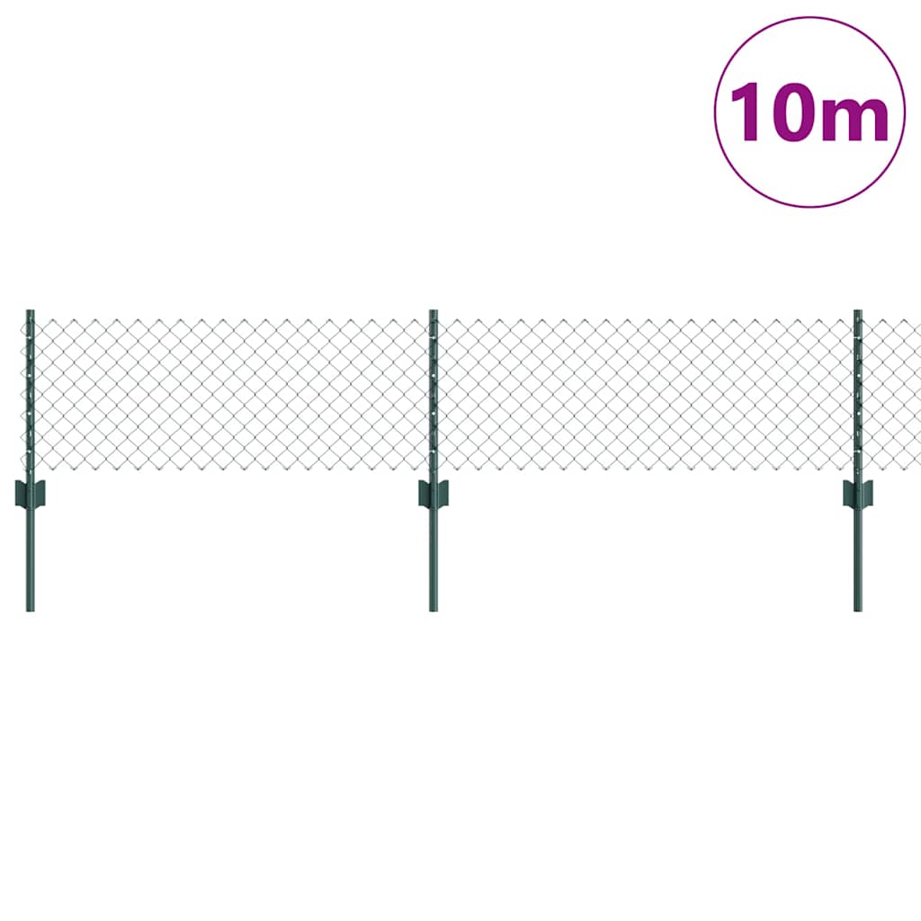 vidaXL Φράκτης αλυσίδας με 10 U Posts Πράσινος 0.4x10 m Χάλυβας