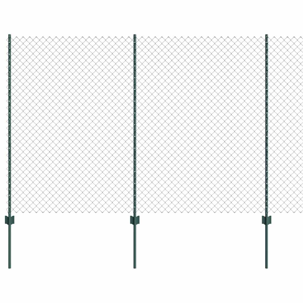 vidaXL Περίφραξη τύπου αλυσίδας με 10 U Posts Πράσινη 1.5x10 μ Χάλυβας