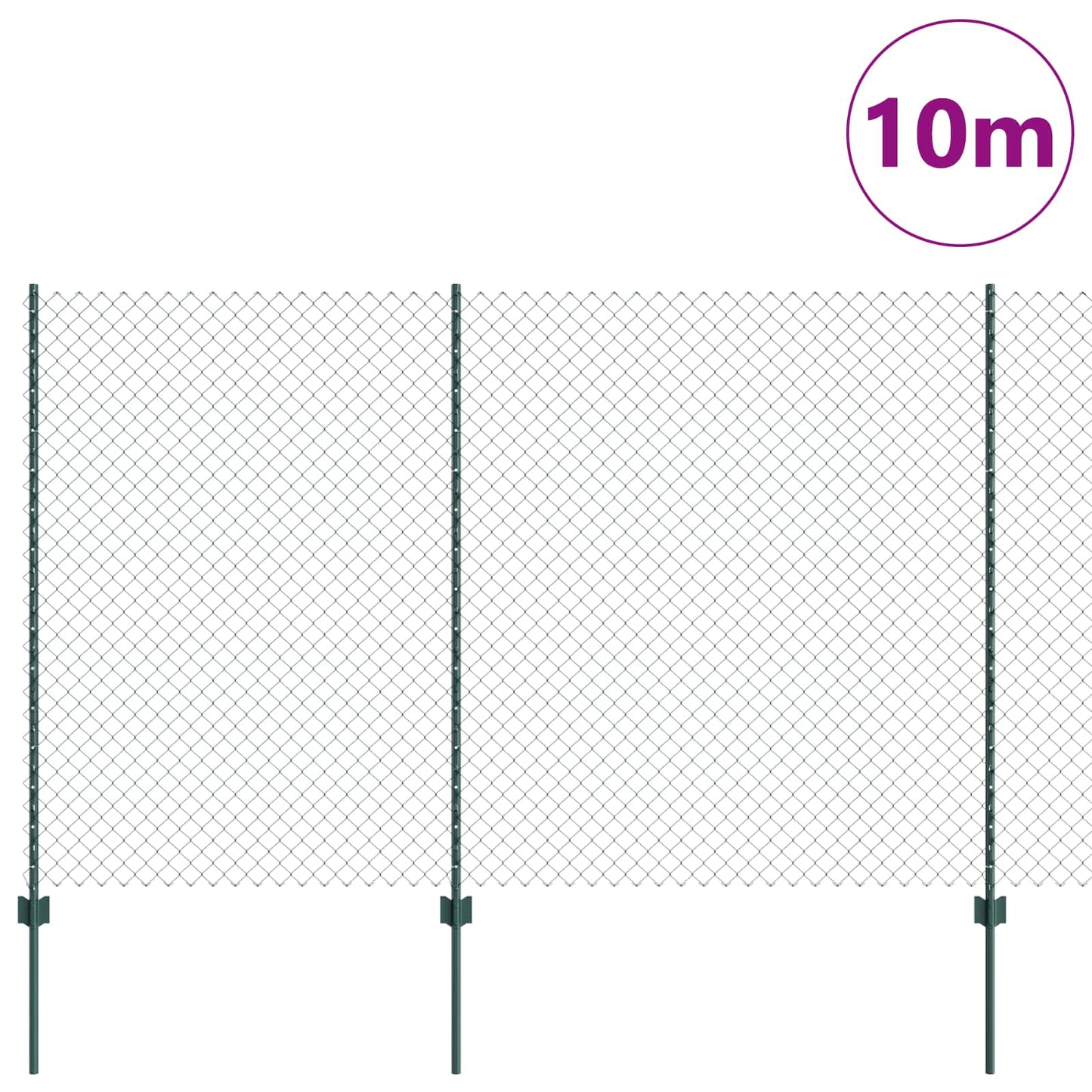 vidaXL Φράχτης αλυσίδας με στήλη 10 x 1,6 m PVC-Επικαλυμμένο Ατσάλι