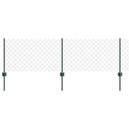 vidaXL Φράχτης αλυσίδας με 10 στύλους U Πράσινος 0.6x10 μ Ατσάλι