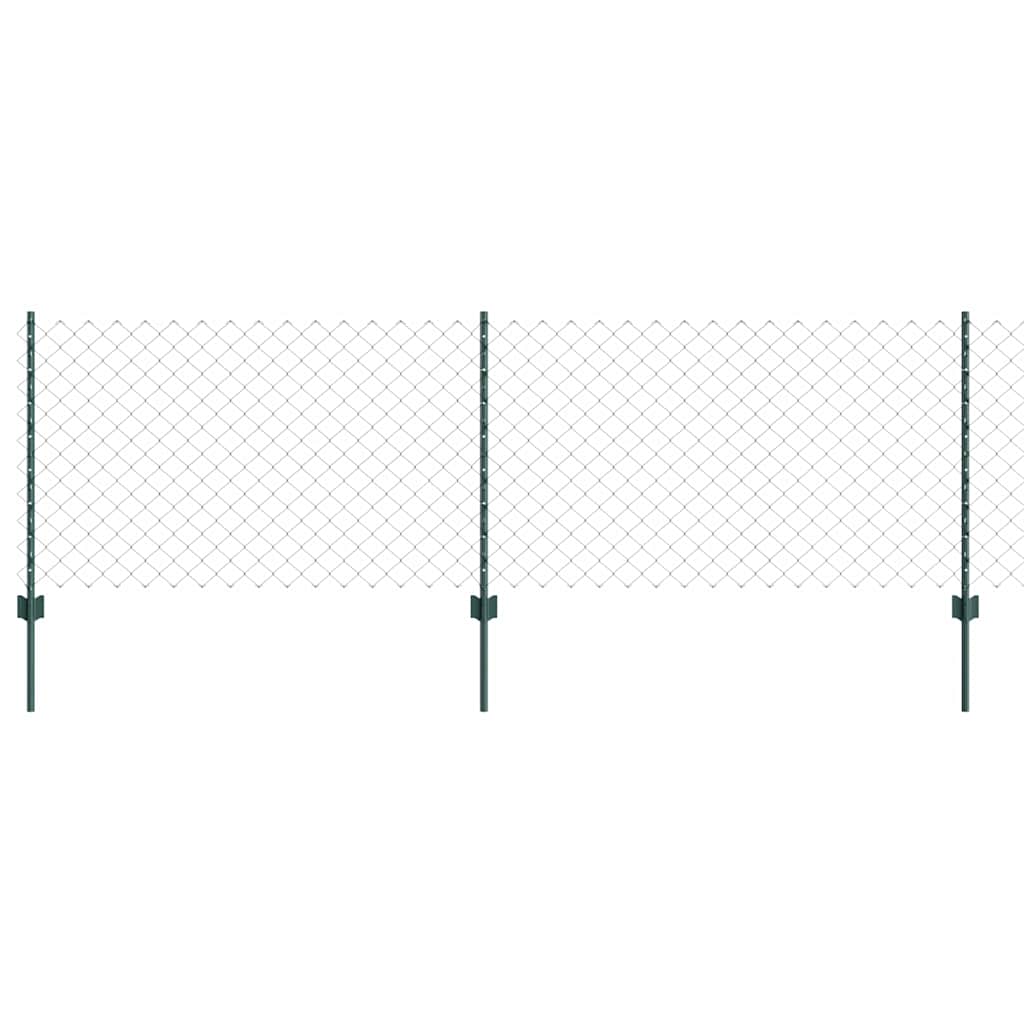 vidaXL Φράχτης από αλυσίδα με 10 U Posts Πράσινος 0.8x10 μ Χάλυβας