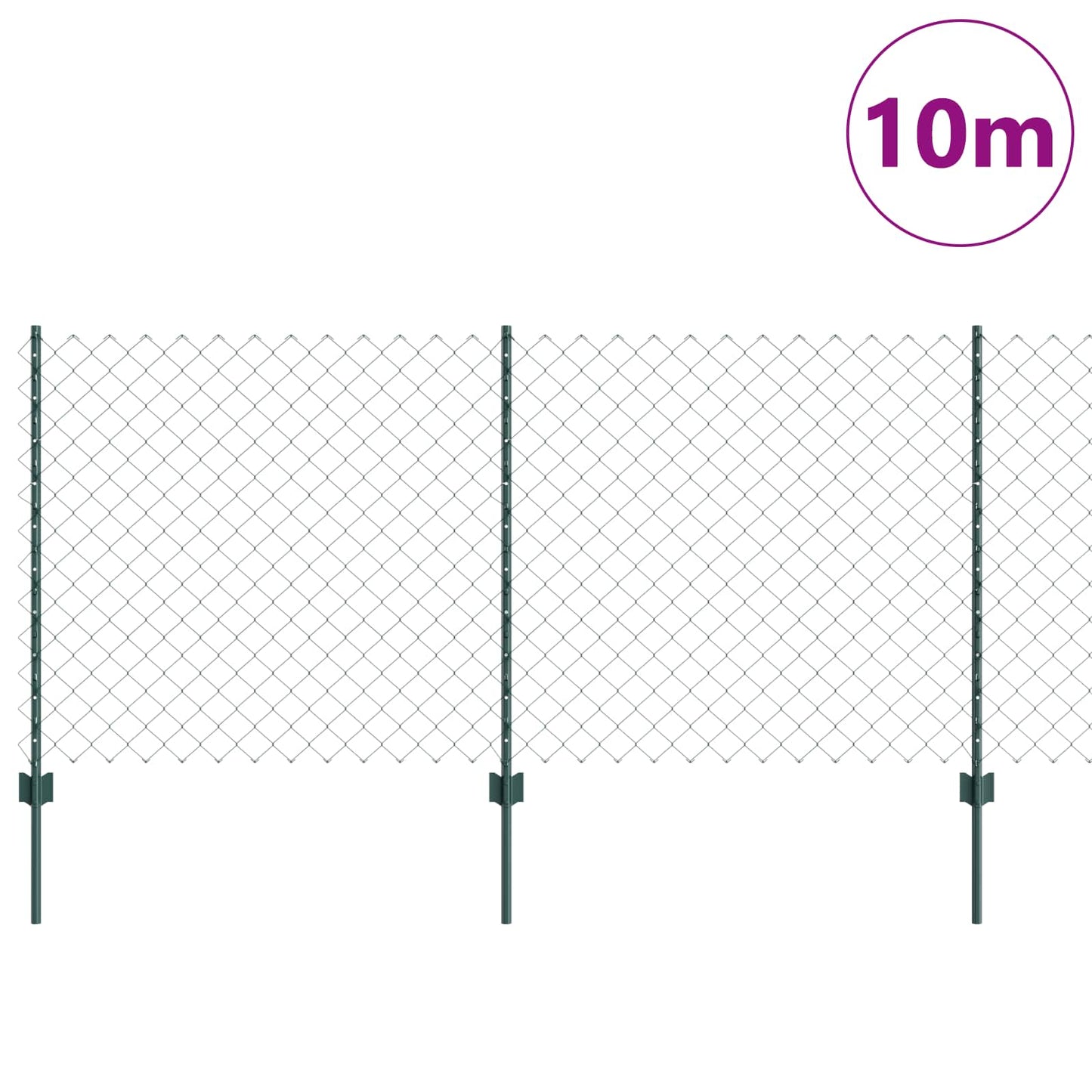 vidaXL Φράχτης αλυσίδας με στήλη 10 x 1 m PVC-Επικαλυμμένο Ατσάλι