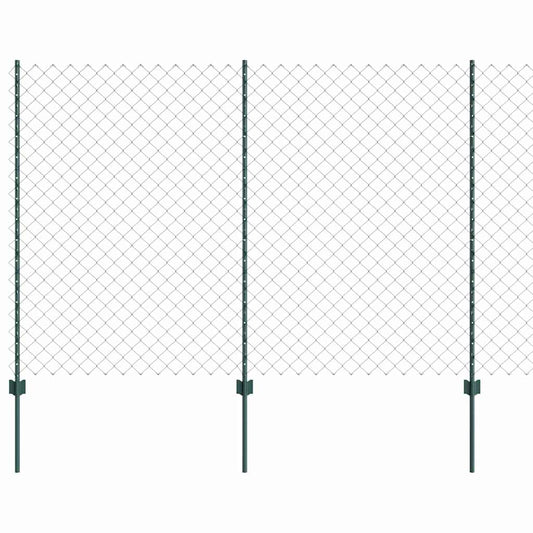 vidaXL Φράχτης από αλυσίδα με 10 στυλους Πράσινο 1.5x10 μ Ατσάλι