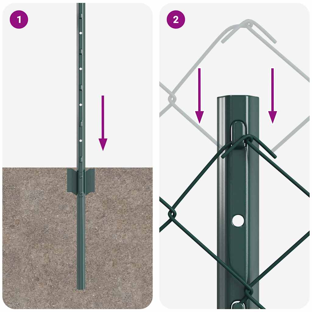 vidaXL Φράχτης από αλυσίδα με 22 U Πόρους Πράσινος 0.6x25 μ Σ鋼