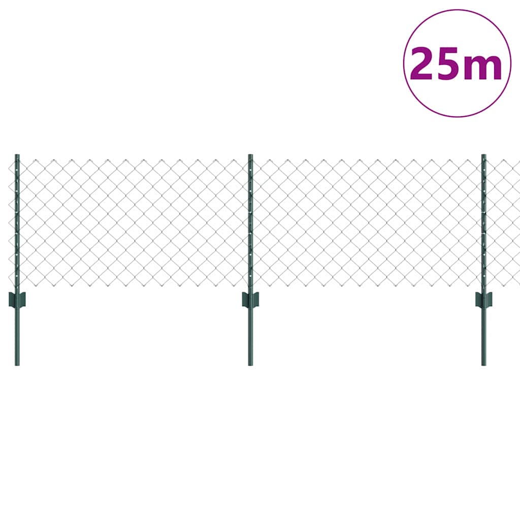 vidaXL Φράχτης από αλυσίδα με 22 U Πόρους Πράσινος 0.6x25 μ Σ鋼
