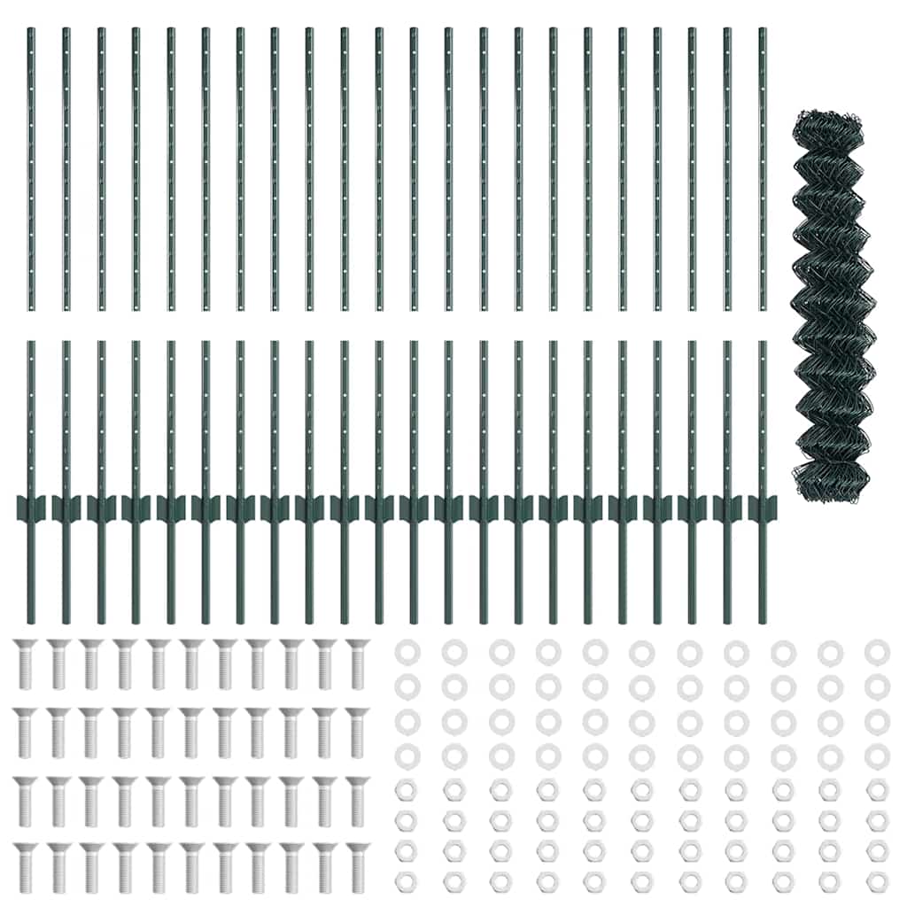 vidaXL Σετ Φράχτη Κήπου Σετ 2 Πράσινο Γαλβανισμένος Χάλυβας Πρότυπο