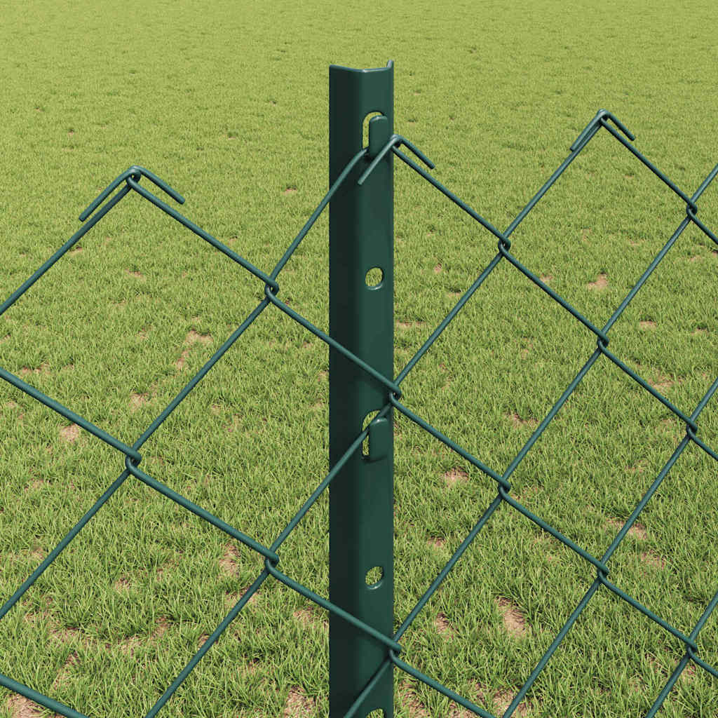 vidaXL Φράχτης Αλυσίδας με 22 U Posts Πράσινος 1.2x25 μ Χάλυβα