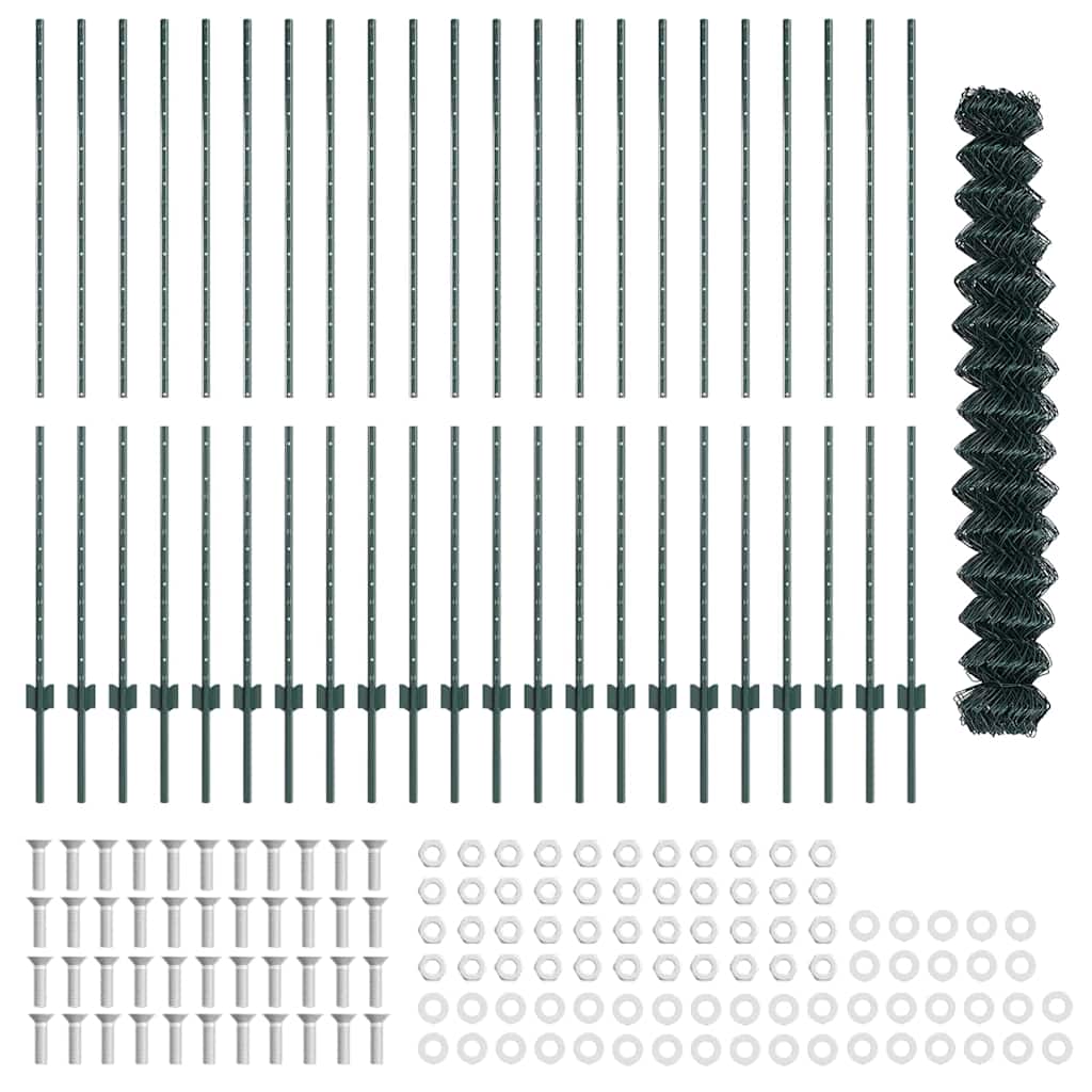 vidaXL Σετ Φράχτη Σετ 2 Πράσινο Μέταλλο 25x1.5 μ Ανθεκτικό