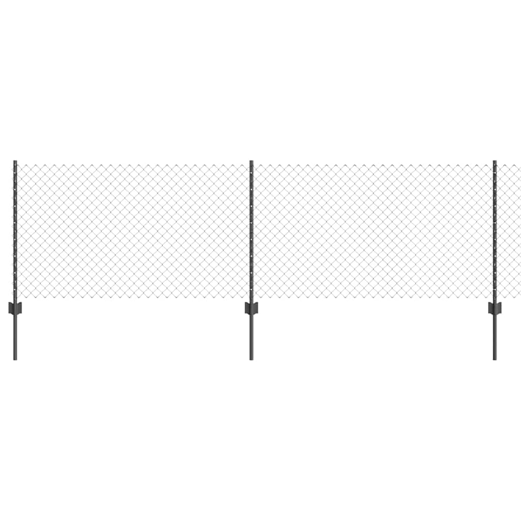 vidaXL Φράχτης Συρμάτινης Αλυσίδας με 10 πόλους U Γκρι 0.8x10 μ Ατσάλι