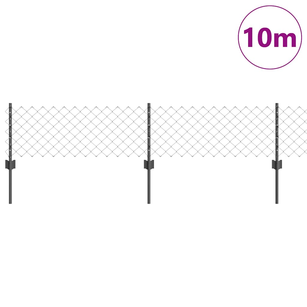 vidaXL Φράχτης Αλυσίδας με 10 Πόστες U Γκρι 0.4x10 μ Χάλυβα