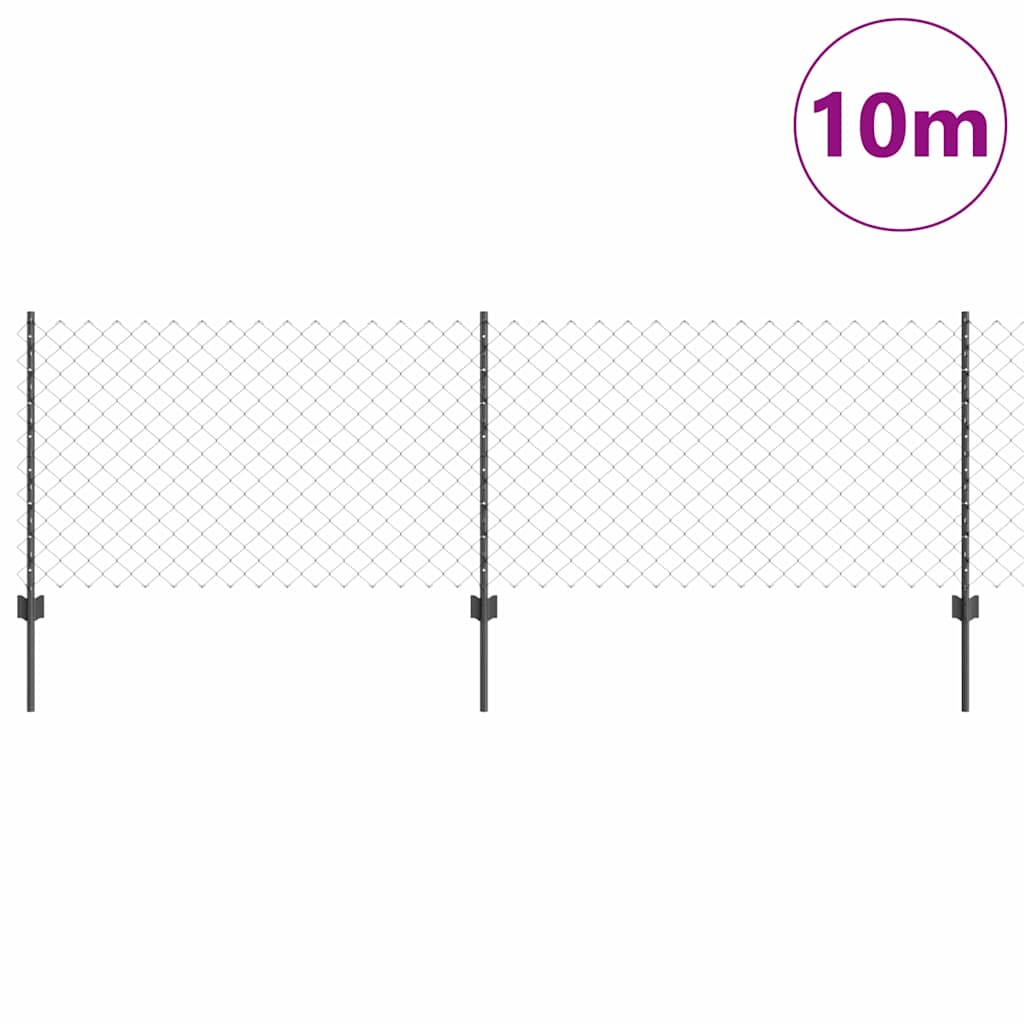 vidaXL Φράχτης αλυσίδας με 10 U Posts Γκρι 0.8x10 μ Ατσάλι