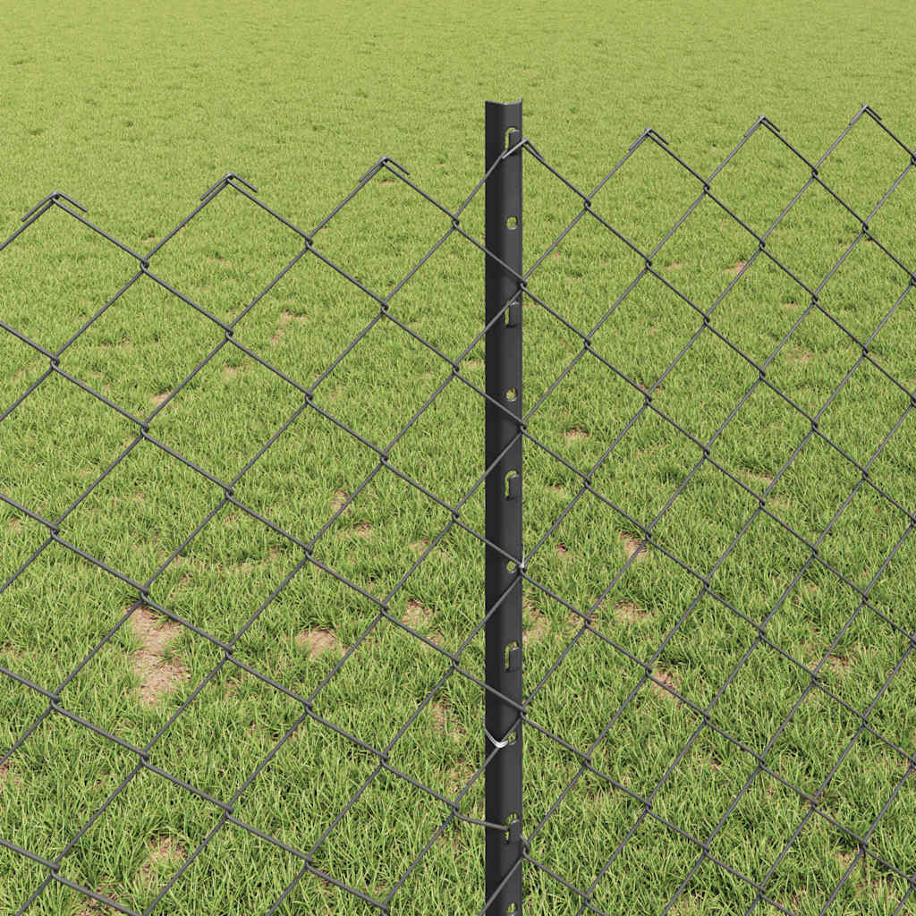 vidaXL Φράκτης τύπου αλυσίδας με 20 U Posts Γκρι 1x10 μ Χάλυβας