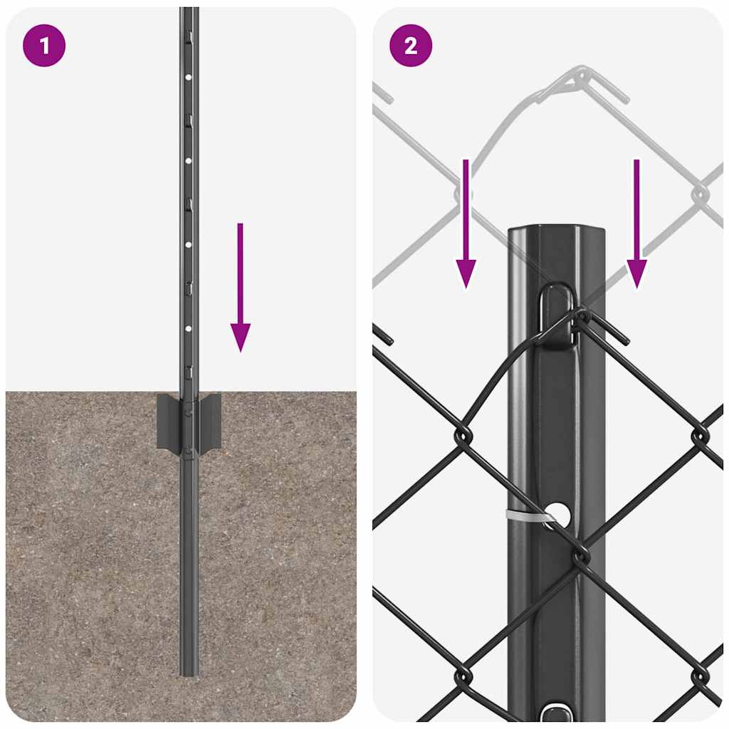 vidaXL Φράχτης αλυσίδας με 22 U Posts Γκρι 0.8x25 μ Ατσάλι