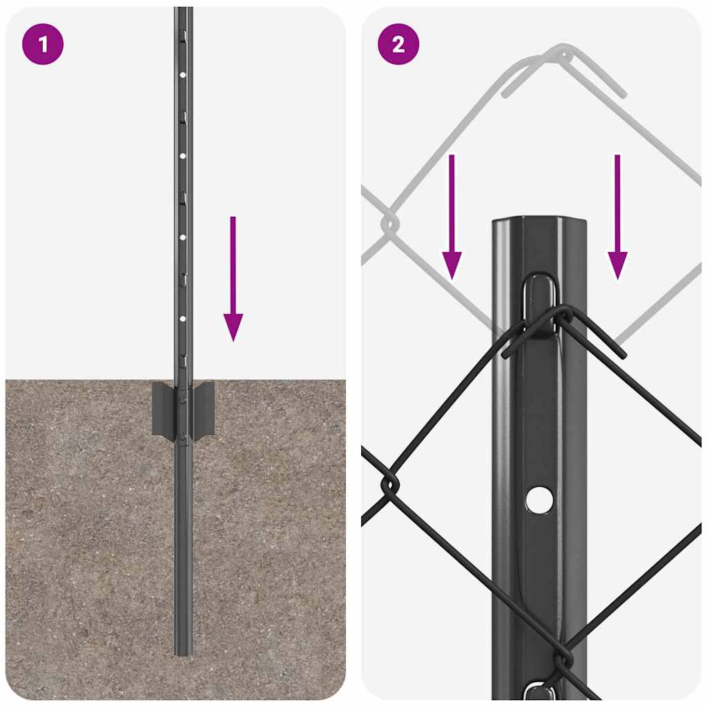 vidaXL Φράχτης με Χαλύβδινες Σχέσεις με 22 Υποστήριξεις Γκρι 0.4x25 μ.