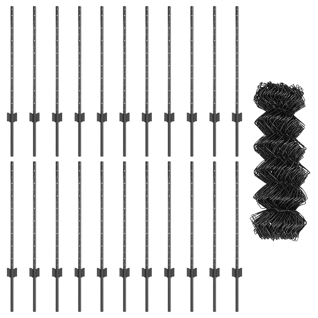 vidaXL Σετ Περίφραξης Κήπου Σετ 2 Γκρι Γαλβανισμένο Ατσάλι 25 x 0.8 μ.