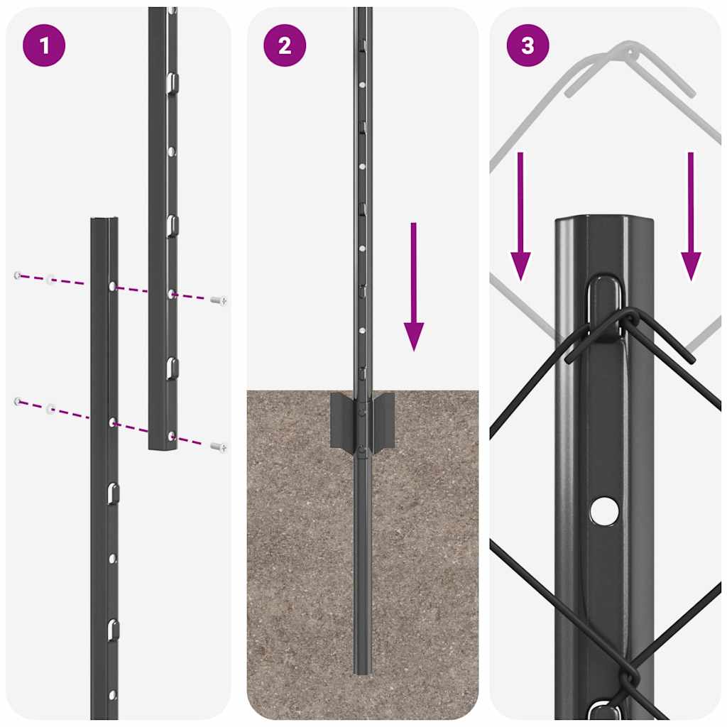 vidaXL Φράκτης από Συρματόσχοινο με 44 U Posts Γκρι 1.4x25 μ Ατσάλι