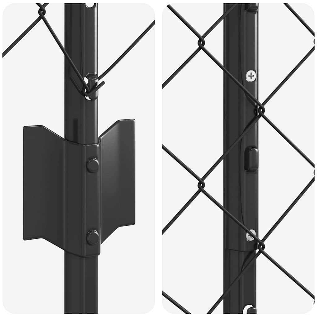 vidaXL Φράχτης Αλυσίδας με 44 U Posts Γκρι 1.6x25 μ Χάλυβας