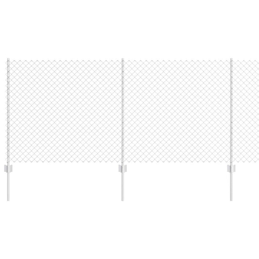 vidaXL Φράχτης Αλυσίδας με 20 U Πόλους Ασημί 1x10 μ Ατσάλι