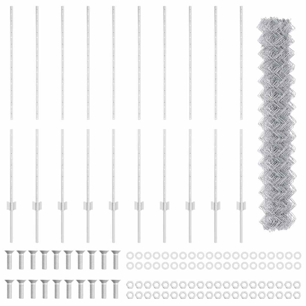 vidaXL Φράχτης από Γαλβανισμένο Ατσάλι 1.4x10 m