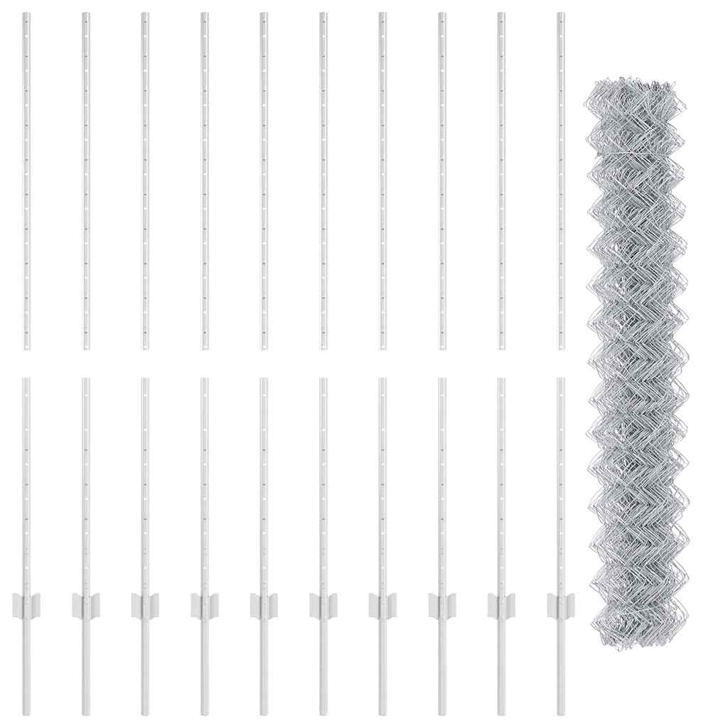 vidaXL Φράχτης από Γαλβανισμένο Ατσάλι 1.4x10 m