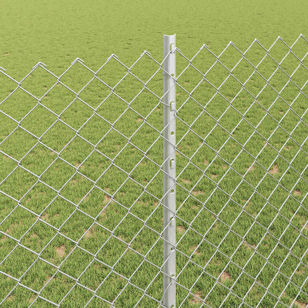 vidaXL Φράχτης από αλυσίδα με 20 U Posts Ασημί 1.6x10 μ Χάλυβας