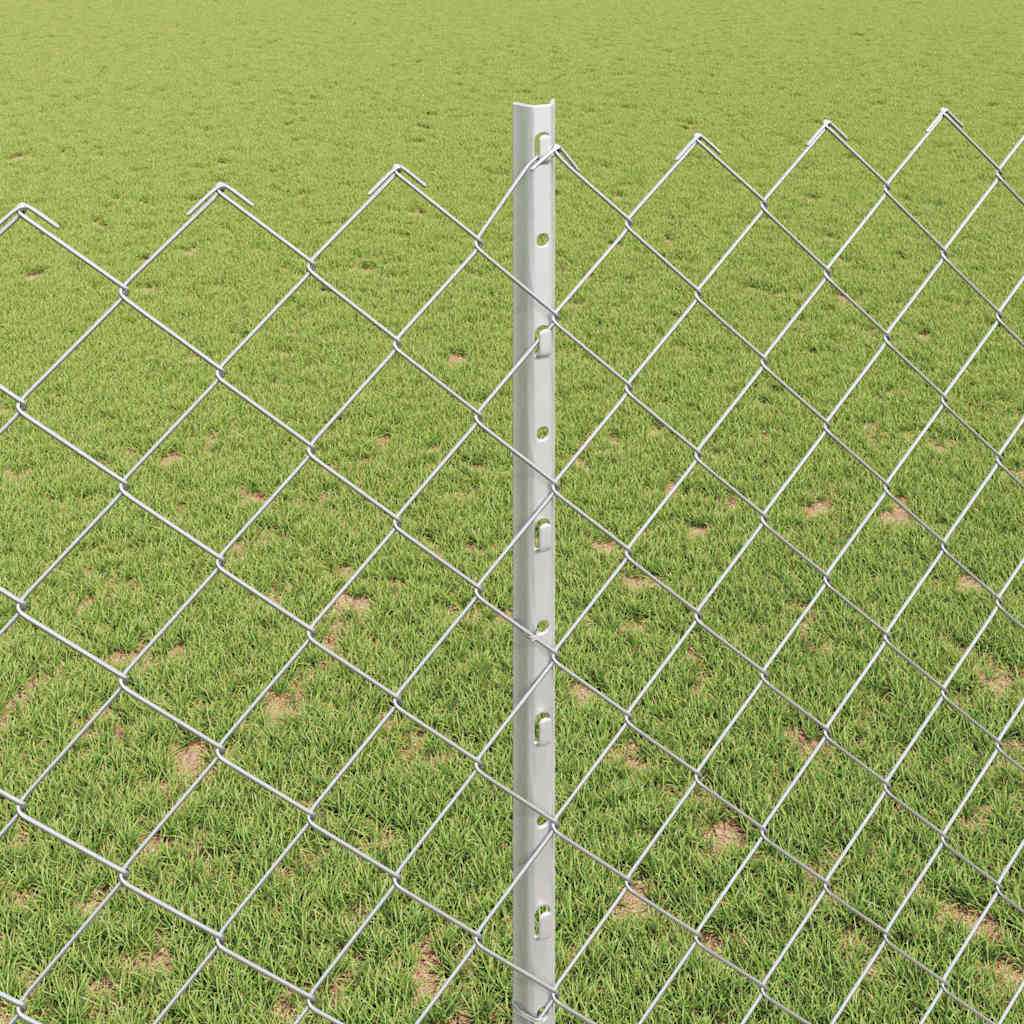 vidaXL Φράχτης από Σχοινί με 20 U Posts Ασημί 1.4x10 μ Χάλυβα