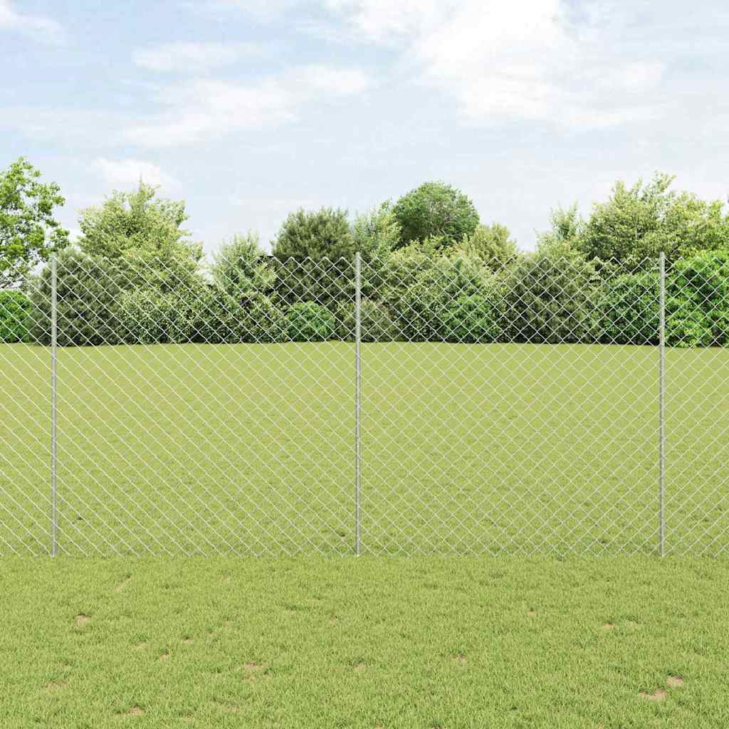 vidaXL Φράχτης αλυσίδας με στήλη 10 x 1,5 m Γαλβανισμένος Χάλυβας