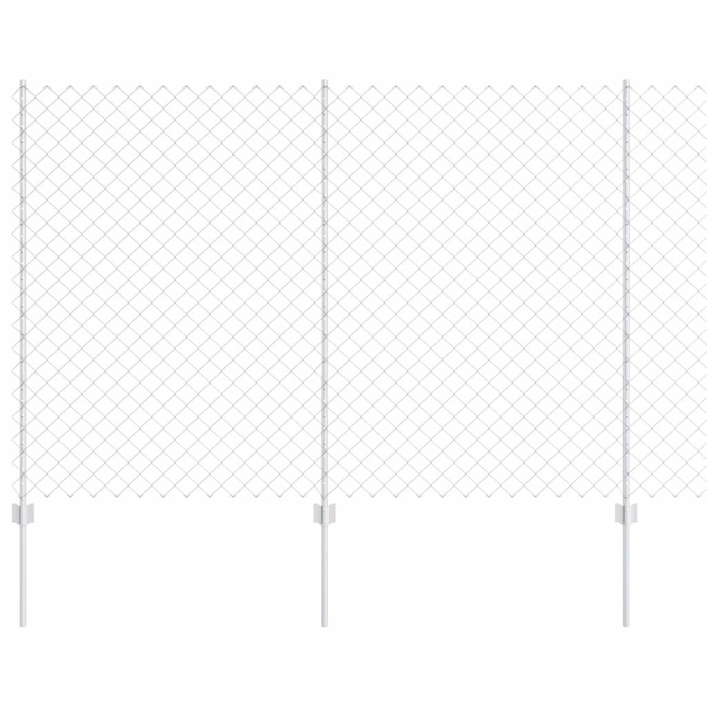 vidaXL Φράχτης αλυσίδας με 20 U Posts Ασημένιο 1.5x10 μ. Χάλυβα