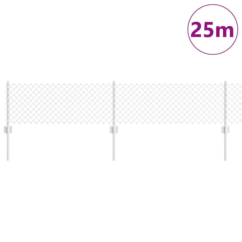 vidaXL Περίφραξη από αλυσίδα με 22 πόστα U ασημί 0.4x25 μ ατσάλι