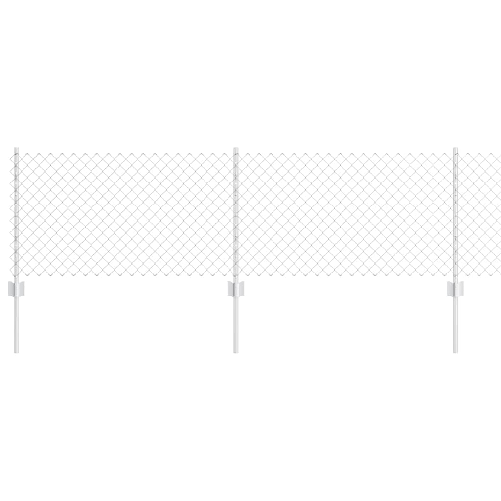 vidaXL Φράχτης από αλυσίδα με 22 U Posts Ασημένιο 0.6x25 μ Ατσάλι