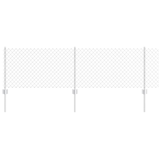 vidaXL Φράχτης από αλυσίδα με 22 U Posts Ασημένιο 0.6x25 μ Ατσάλι
