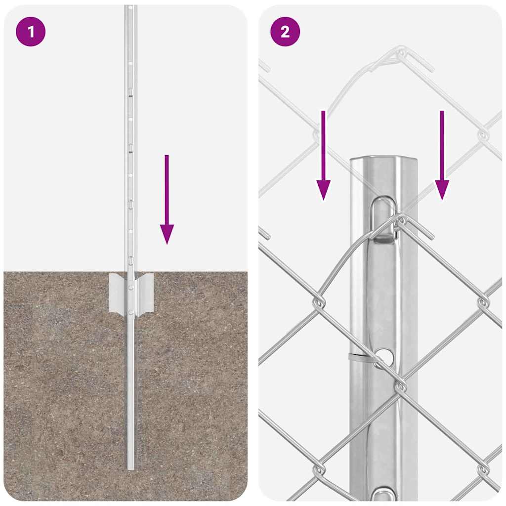 vidaXL Φράκτης από Γαλβανισμένο Χάλυβα με 22 Υποστηρίγματα Ασημί 0,8x25 μ Χάλυβας